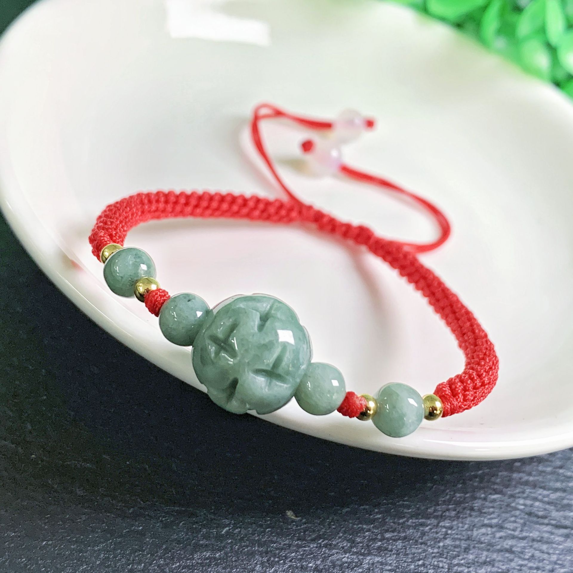 Beading - Gelang Manik Ukiran Giok Myanmar Alami