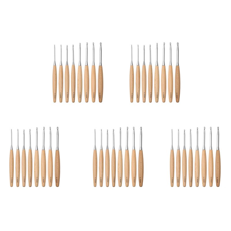 Wooden Crochet Hooks Ergonomic Handle - ABJI-40 Buah Kait Rajut Kayu 3,0Mm-6,5Mm,