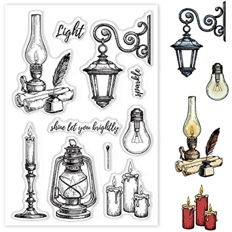 Clear Silicone Stamps For Card Making - Lampu Vintage silikon bening lilin stempel