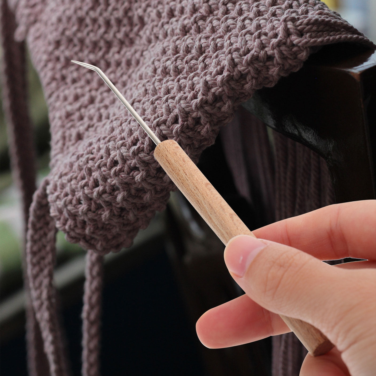 1 buah alat merajut dengan gag - Wooden Crochet Hooks Ergonomic Handle ulasan dan harga