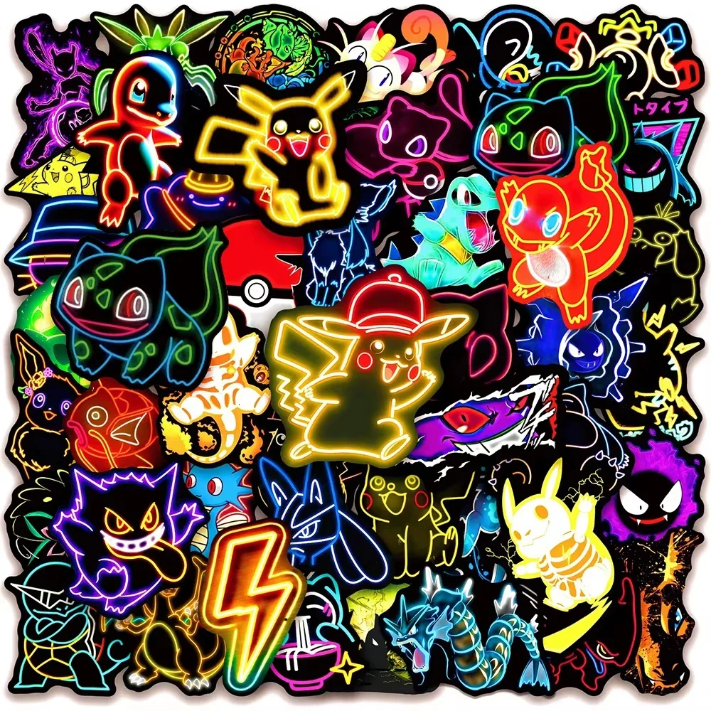 100 buah stiker Pokémon neon,  - Scrapbooking ulasan dan harga